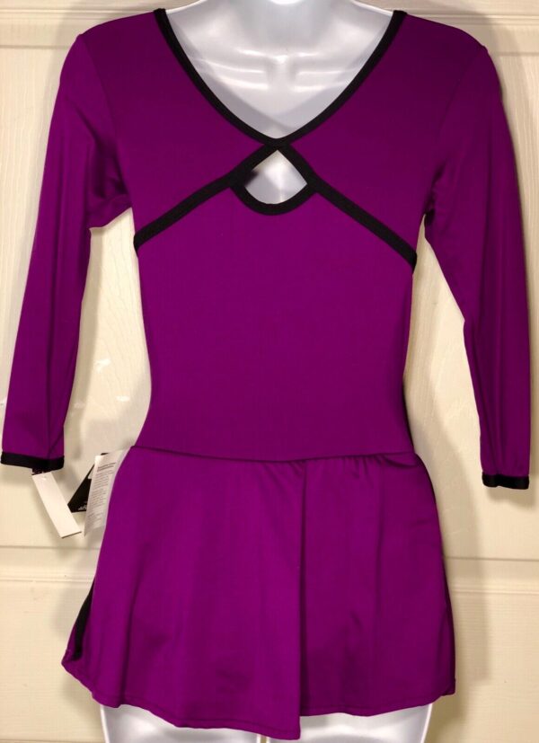 GK ELITE LADIES MICROFIBER LONG SLEEVE GRAPE ICE SKATE DRESS AS - Image 2