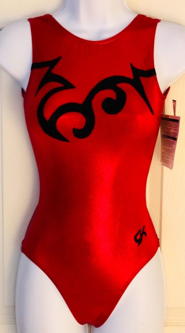 GK RED BLACK MYSTIQUE ADULT X-SMALL GYMNASTICS DANCE CHEER TANK Sz AXS NWT!