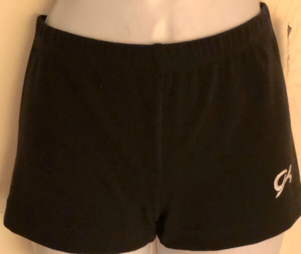 GK MICRO MINI ADULT MEDIUM BLACK FLEECE WORKOUT SHORTS GYM CHEER DANCE AM NWT