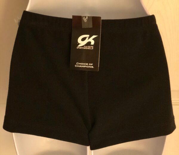 GK MICRO MINI ADULT MEDIUM BLACK FLEECE WORKOUT SHORTS GYM CHEER DANCE AM NWT - Image 3