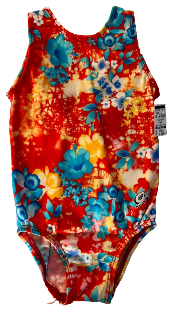 GK FLORAL PRINT CHILD X-SMALL MULTI-CONYLON/SPANDEX GYMNASTIC TANK LEOTARD SZ XS - Image 7