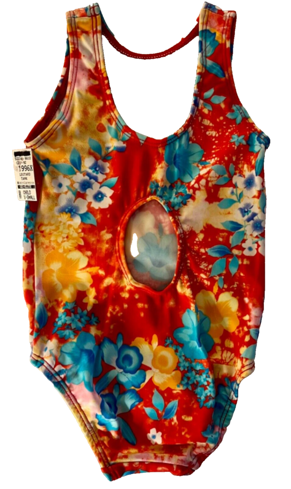 GK FLORAL PRINT CHILD X-SMALL MULTI-CONYLON/SPANDEX GYMNASTIC TANK LEOTARD SZ XS - Image 8