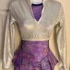 GK ICE SKATE WHITE SPARKLE FOIL LADIES SMALL LgSLV TURTLENCK ZIP CROP TOP  Sz AS - Image 3