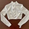 GK ICE SKATE WHITE SPARKLE FOIL LADIES SMALL LgSLV TURTLENCK ZIP CROP TOP  Sz AS - Image 6