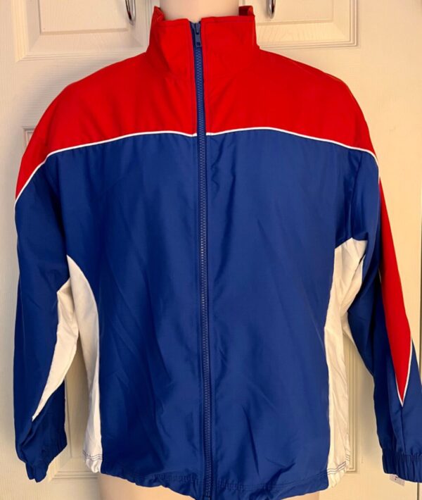 GK WARM UP JACKET ADULT SMALL ROYAL RED WHITE MICROFIBER GYMNASTICS CHEER Sz S