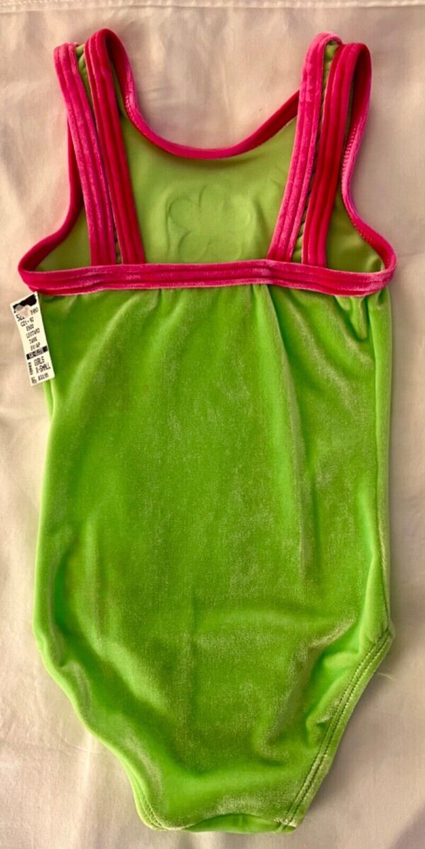 GK GREEN CHILD X-SMALL FOIL CATERPILLAR ACCENT GYMNASTICS DANCE TANK LEOTARD XS - Image 12