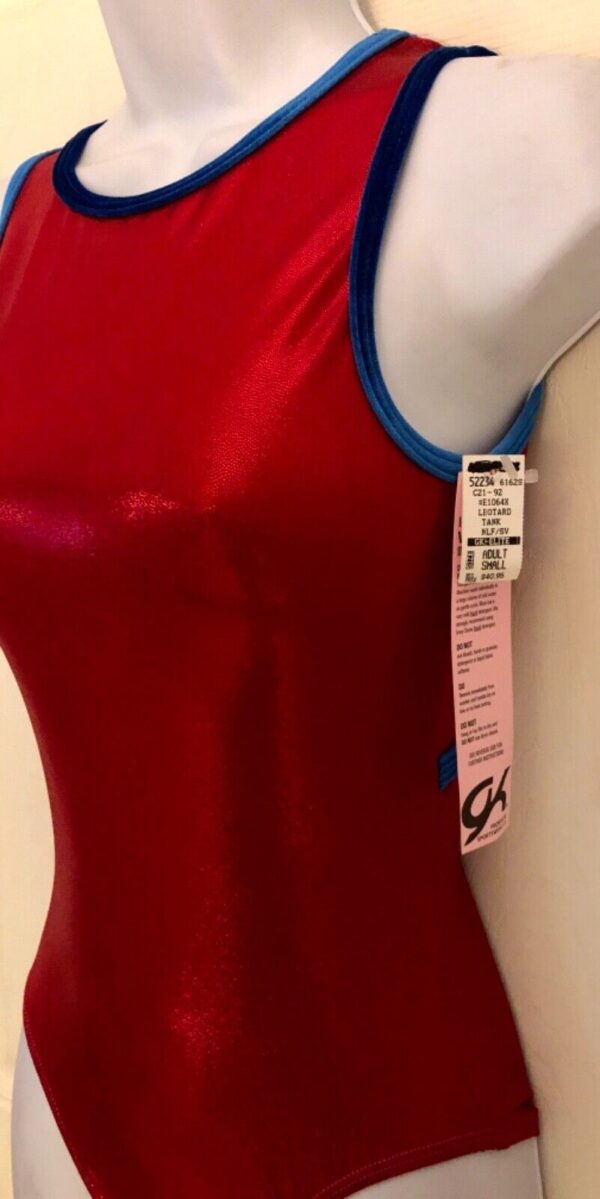 GK RED MYSTIQUE ADULT SMALL SAPPHIRE VELVET GYMNASTICS TANK DANCE LEOTARD Sz AS - Image 4