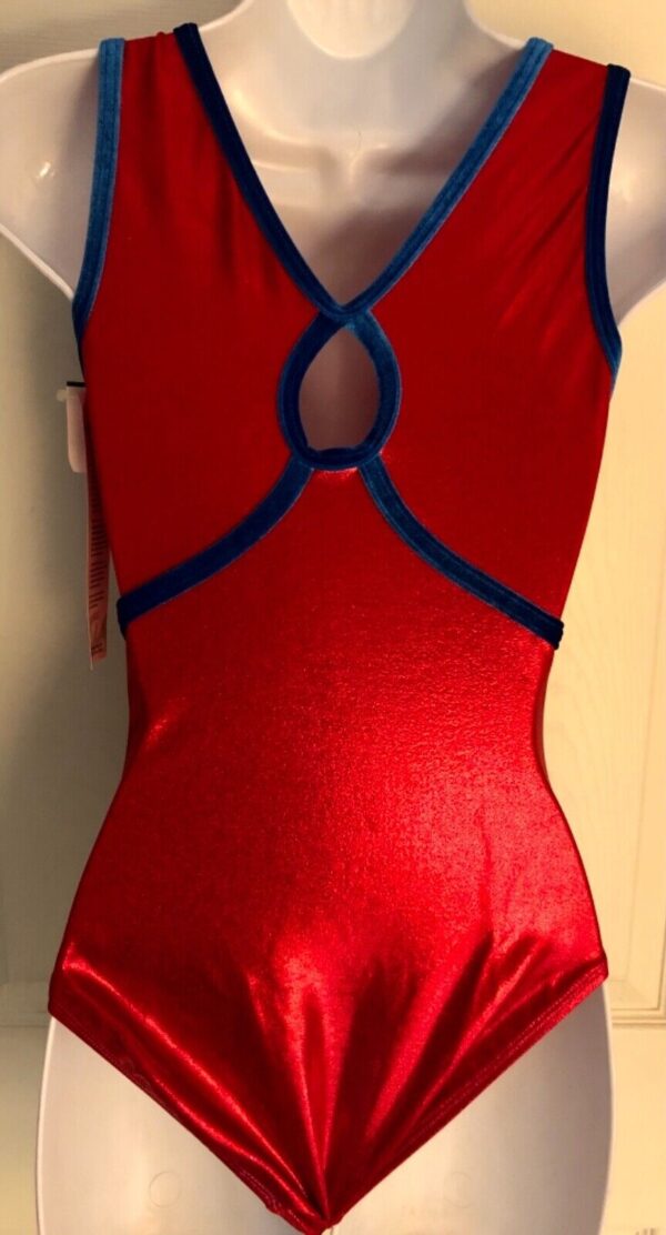 GK RED MYSTIQUE ADULT SMALL SAPPHIRE VELVET GYMNASTICS TANK DANCE LEOTARD Sz AS - Image 6