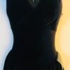 GK ICE FIGURE SKATE LADIES X-SMALL BLACK VELVET X-STRAP LACE CUT DRESS AXS NWT