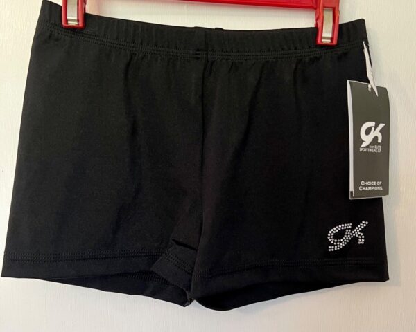 GK CHEER MICRO MINI WORKOUT SHORTS ADULT SMALL BLACK NYLON/SPANDEX JA Sz AS NWT!