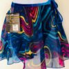 GK DANCE WRAP SKIRT ADULT SMALL ABSTRACT WAVE PATTERN BLUE VELVET TIE AS NWT!
