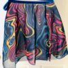 GK DANCE WRAP SKIRT ADULT SMALL ABSTRACT WAVE PATTERN BLUE VELVET TIE AS NWT! - Image 3
