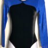 GK LgSLV ADULT SMALL BLACK VELVET BLUE RAINDROPS GYMNASTIC DANCE LEOTARD AS NWT!