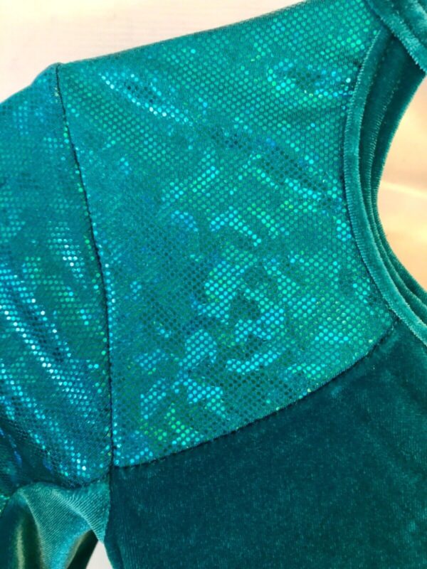 GK LONG SLEEVE LADIES SMALL EMERALD FOIL CYPRESS VELVET DANCE LEOTARD AS - Image 6