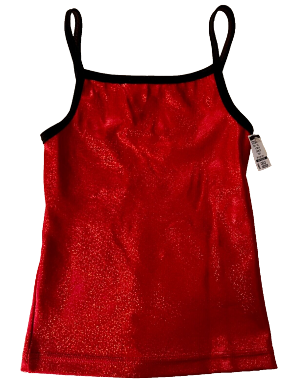 GK DANCE JAZZ CHILD MEDIUM RED MYSTIQUE NAVY FOIL STRAPS CAMI NYLON/SPAND TOP M - Image 7