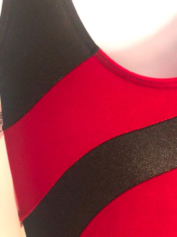 GK RED VELVET ADULT X-SMALL ASYM BLACK MYSTIQUE JA GYMNAST TANK LEOTARD Sz AXS - Image 7