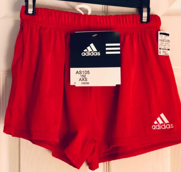 ADIDAS ADULT X-SMALL COMPETITION SHORTS RED N/S GYMNASTICS RUNNING GYM AXS NWT!