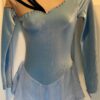 GK ICE FIGURE SKATE ADULT X-SMALL LgS BLUE VELVET MESH YOKE JA FOIL DRESS AXS