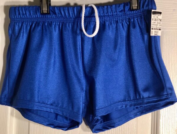 GK Elite BOYS SMALL COMPETITION SHORTS BLUE N/S GYMNASTICS RUNNING GYM Sz CS NWT