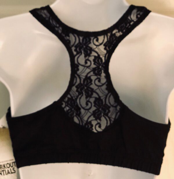 GK ELITE SPORTS BRA ADULT X-LARGE BLACK COTTON/SPANDEX LACE RACERBACK AXL NWT! - Image 4