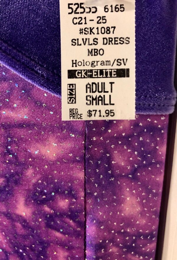 GK ICE FIGURE SKATE LADIES SMALL PURPLE VELVET KEYHOLE FOIL PRINT TANK DRESS AS - Image 6