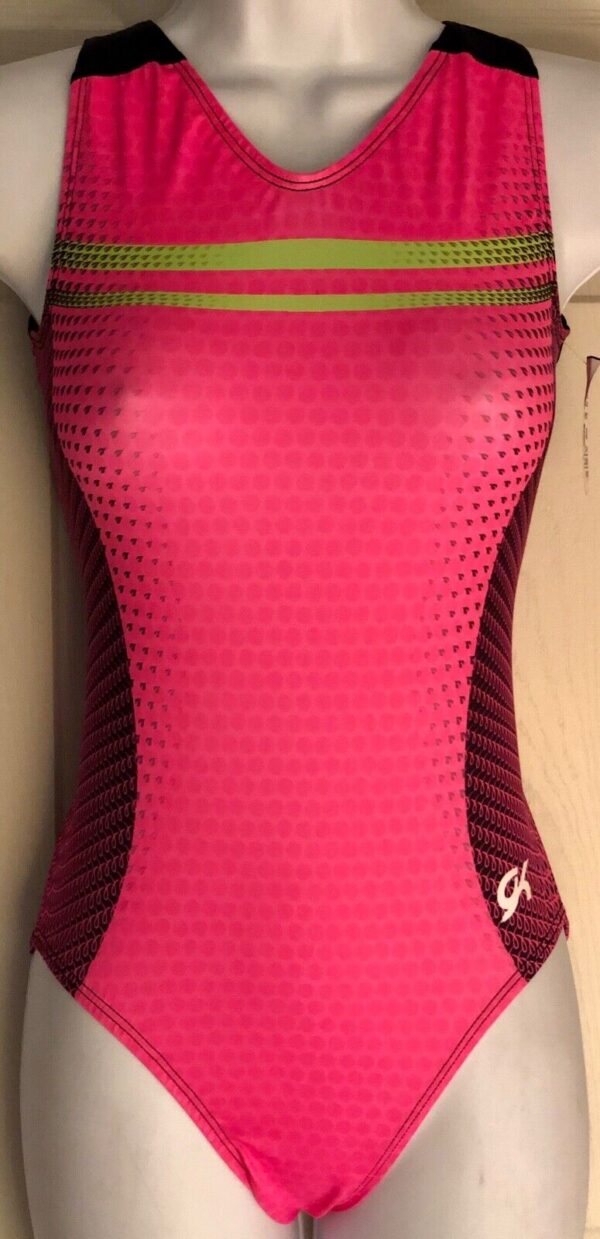 GK ELITE BREAST CANCER AWARENESS ADULT SMALL GYMNASTICS PINK BLACK POLYTEK Sz AS