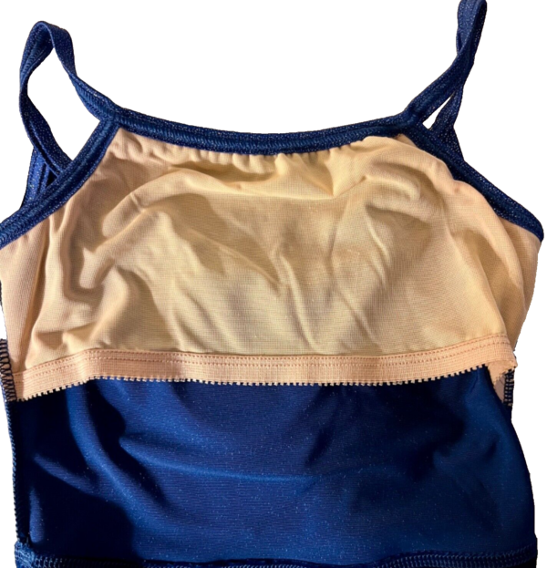 GK DANCE JAZZ TOP GIRLS MEDIUM BLUE VELVET FOIL CRISSCROSS STRAPS CAMISOLE SZ M - Image 6