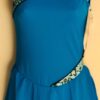 GK ICE FIGURE SKATE DRESS ADULT SMALL ASYM BLUE MATTE TRICOT HOLOGRAM PRINT AS