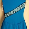 GK ICE FIGURE SKATE DRESS ADULT SMALL ASYM BLUE MATTE TRICOT HOLOGRAM PRINT AS - Image 2