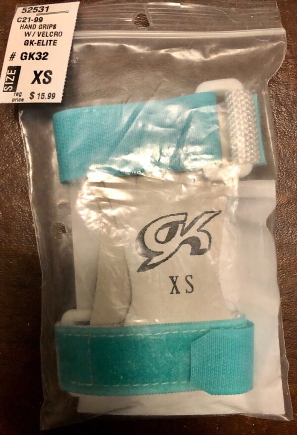 NWT GK ELITE GYMNASTICS HAND GRIPS WITH STRAPS GK32 BLUE SIZE XS - Image 2