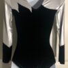 GK LgSLV LADIES SMALL SILVER METAL BLACK VELVET GYMNASTIC DANCE LEOTARD AS NWT! - Image 4