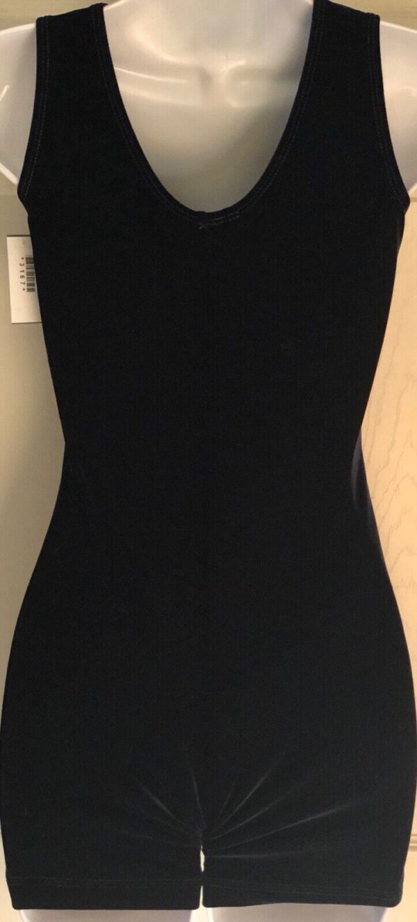 NWT! GK ELITE LADIES DANCE WORKOUT TANK BIKETARD BLACK VELVET ADULT S - Image 2