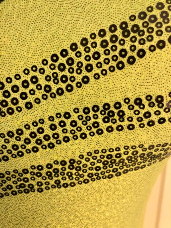 GK LEMON LIME SKY LADIES X-SMALL BLACK FOIL SEQUINS GYMNASTIC TANK LEOTARD AXS - Image 3