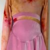 GK ICE FIGURE SKATE CHILD LARGE LgS PINK VELVET BOATNECK FOIL PRINT DRESS CL