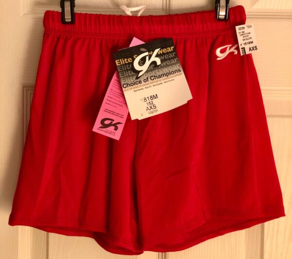 GK MENS X-SMALL #1818M RED GYMNASTICS RUNNING COMPETITION N/S LONG SHORTS AXS