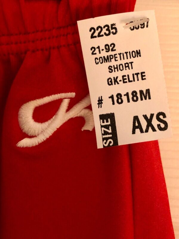 GK MENS X-SMALL #1818M RED GYMNASTICS RUNNING COMPETITION N/S LONG SHORTS AXS - Image 4