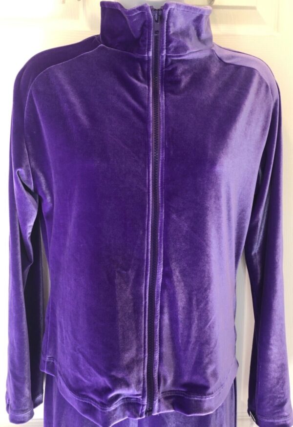 GK WARM UP JACKET ADULT SMALL PURPLE VELVET ZIP FRONT GYM DANCE CHEER Sz AS