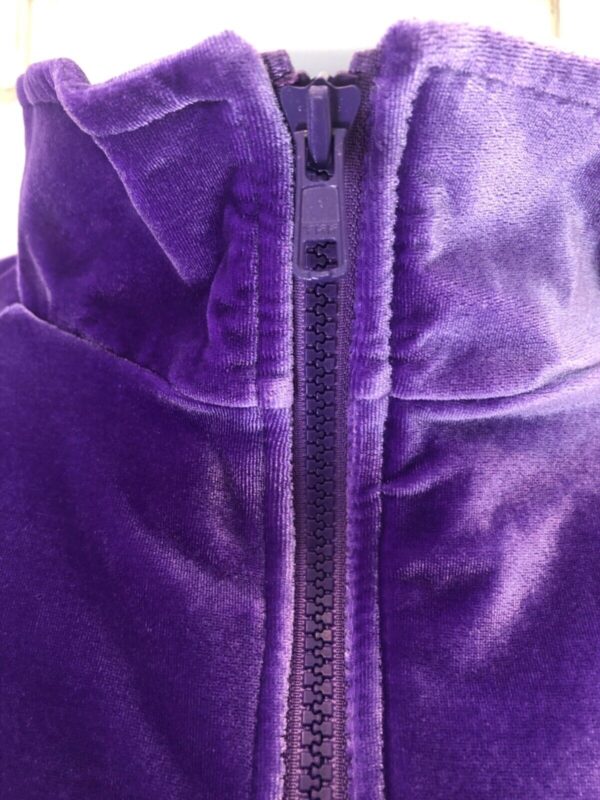 GK WARM UP JACKET ADULT SMALL PURPLE VELVET ZIP FRONT GYM DANCE CHEER Sz AS - Image 2