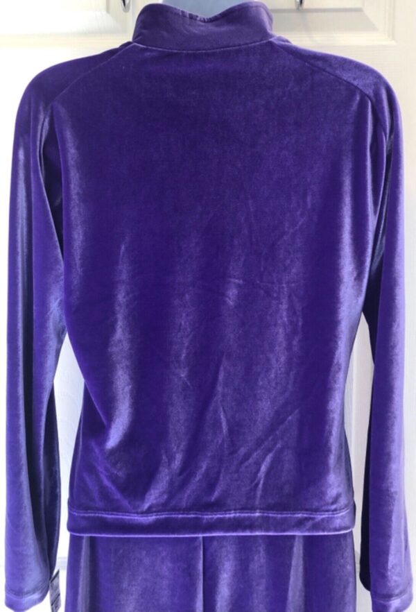 GK WARM UP JACKET ADULT SMALL PURPLE VELVET ZIP FRONT GYM DANCE CHEER Sz AS - Image 4