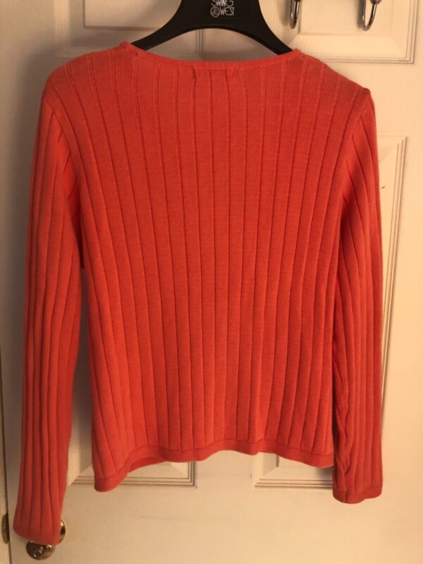 LL BEAN LADIES MEDIUM BUTTON UP LgSLV CORAL KNIT 100% COTTON CARDIGAN Sz M EUC! - Image 4