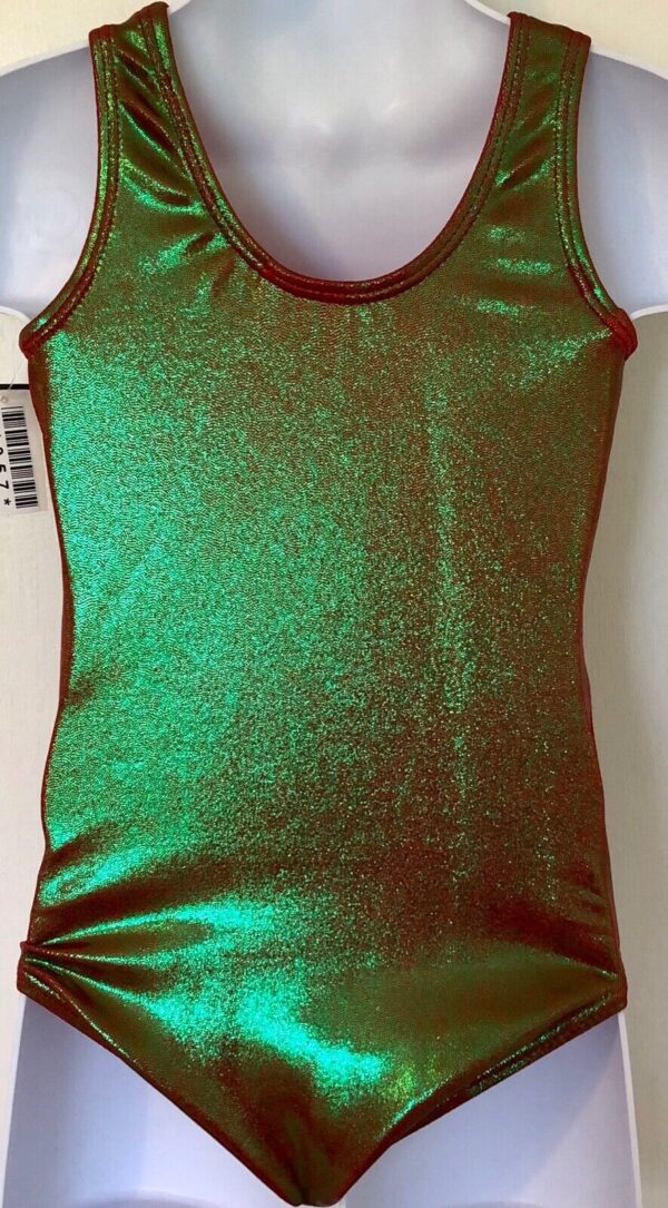 GK FESTIVE CINNAMINT FOIL  GIRLS SMALL GYMNASTICS DANCE TANK LEOTARD CS NWT! - Image 2