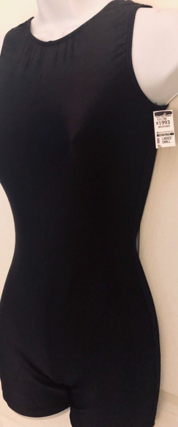 GK CLASSIC BIKETARD ADULT SMALL BLACK NYLON/SPANDEX DANCE WORKOUT GYM TANK Sz AS - Image 3