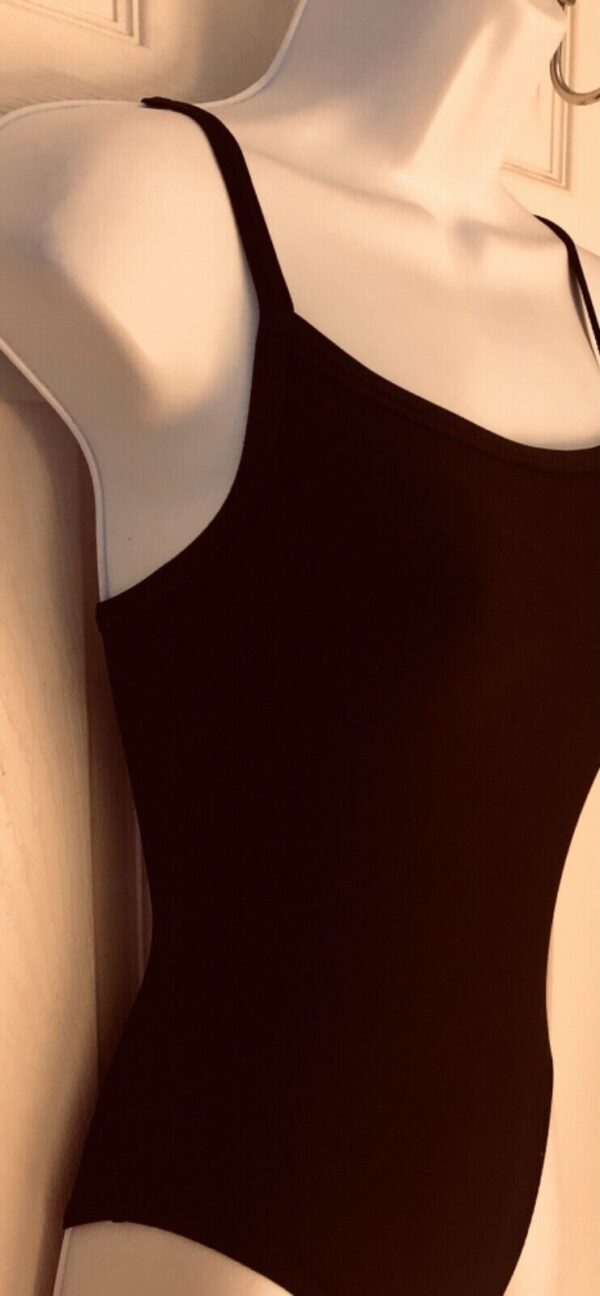 GK ELITE DANCE LADIES SMALL BLACK SYLKTECH CAMISOLE JAZZ BALLET LEOTARD Sz AS - Image 2