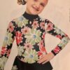 GK WINTER DAISY CHILD SMALL FLORAL FOIL PRINT LgSKV FIGURE SKATE DRESS CS NWT!