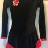 GK LgSLV BLACK VELVET CHILD LARGE POLKA DOT FLOWER APPLIQUÃ‰ ICE SKATE DRESS CL