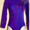 GK ELITE LONG SLEEVE PURPLE FOIL MESH JA GYMNASTICS LEOTARD AS
