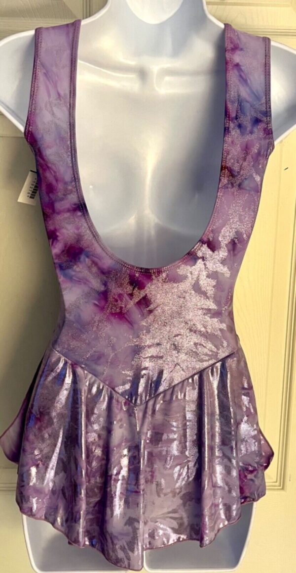 GK ICE SKATE FOIL-FROST TIE-DYE  ADULT SMALL LAVENDER SLVLS SPANDEX DRESS Sz AS - Image 8