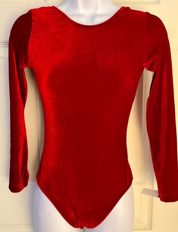 GK LGSLV LADIES SMALL CLASSIC SOLID RICH RED VELVET GYMNASTS DANCE LEOTARD SZ S