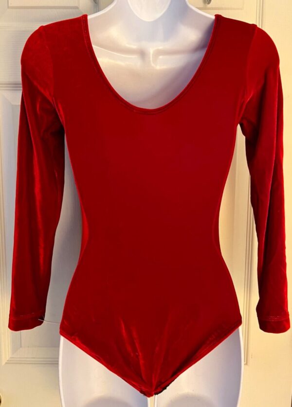 GK LGSLV LADIES SMALL CLASSIC SOLID RICH RED VELVET GYMNASTS DANCE LEOTARD SZ S - Image 4