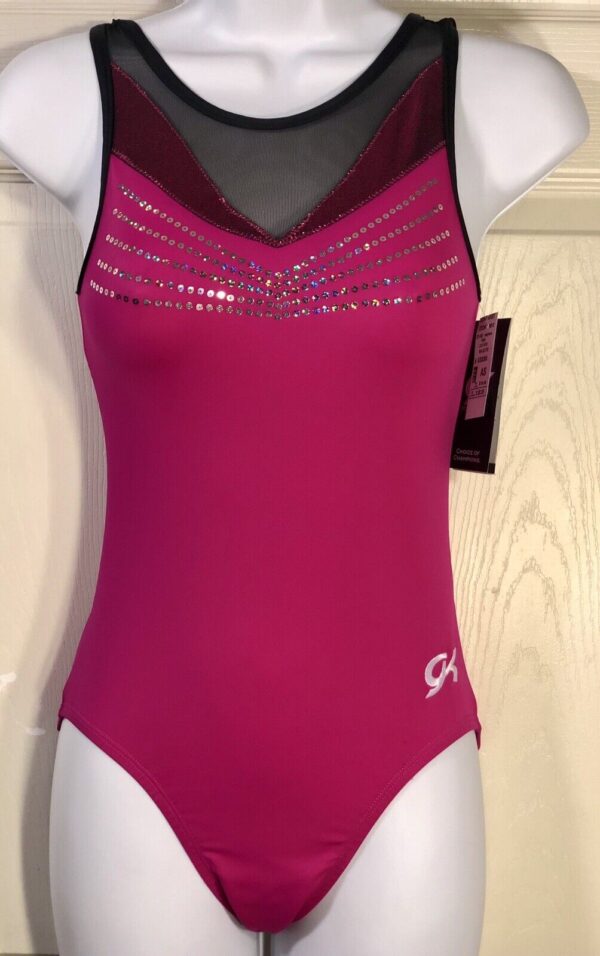 NWT GK ELITE RUBY ROYALTY Nylon Mystique Silver Hologram Mesh Straps Leo Adult S